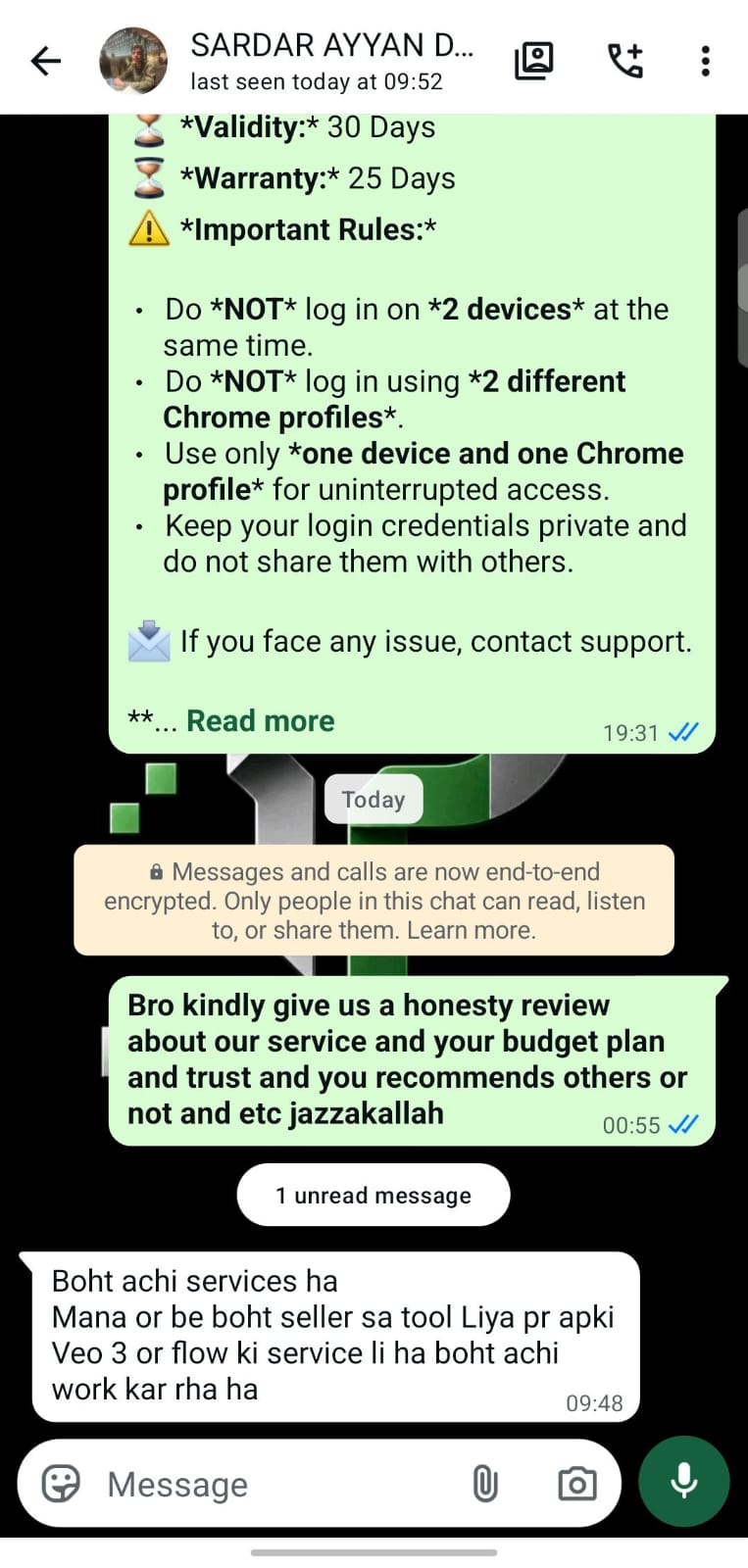 Customer review for Pak Tools Store