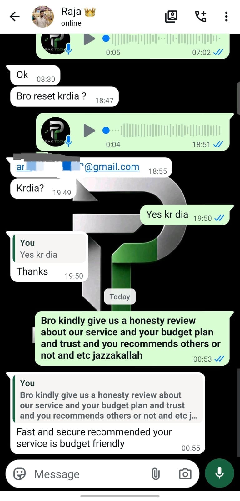 Customer review for Pak Tools Store