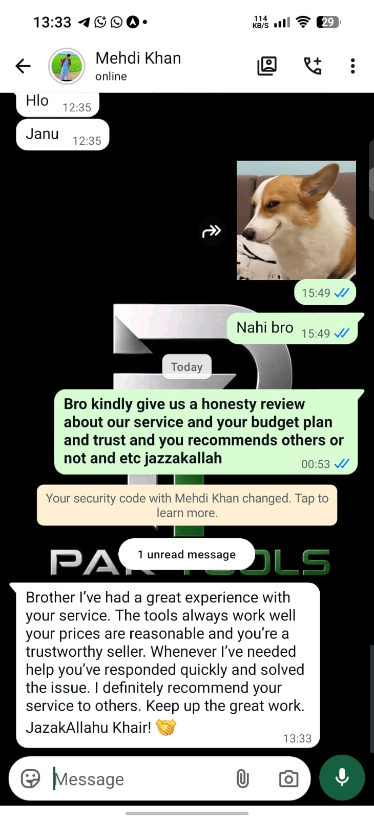 Customer review for Pak Tools Store