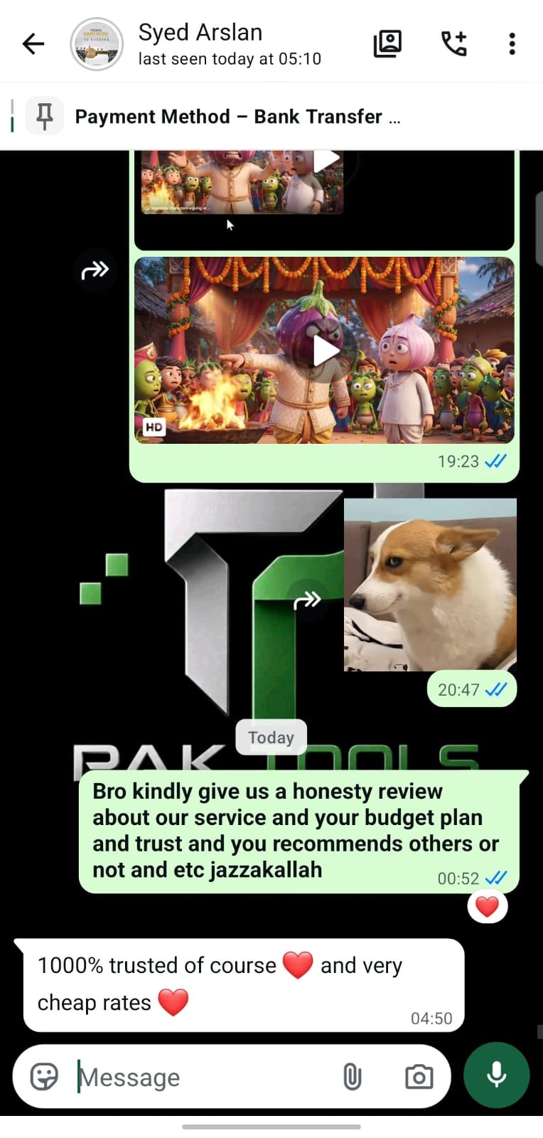 Customer review for Pak Tools Store