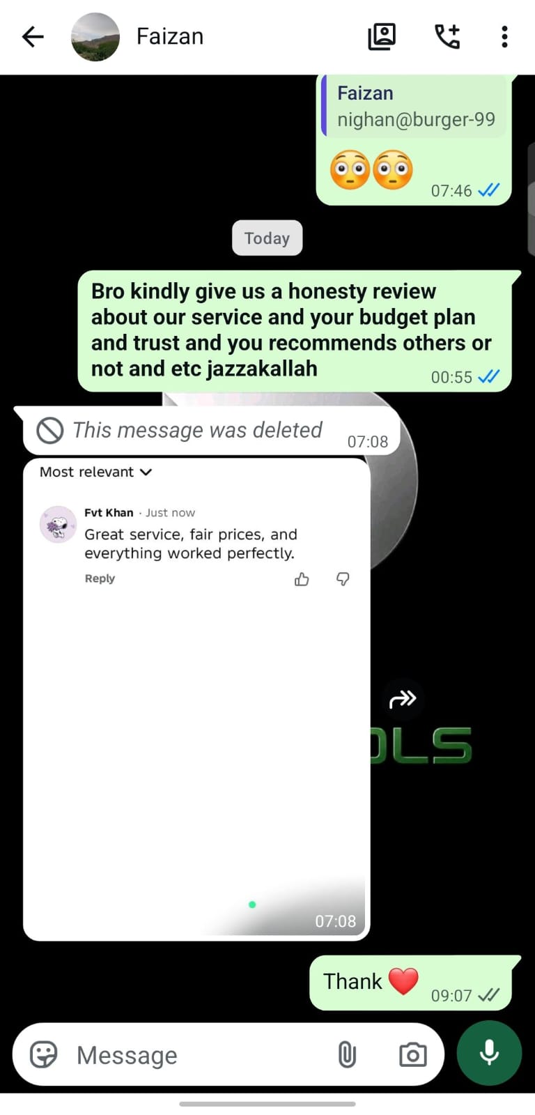 Customer review for Pak Tools Store